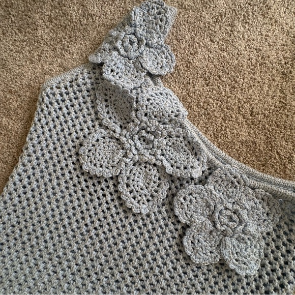 One-Shoulder Floral Crochet Knit Top, M, NWOT - Picture 8 of 10